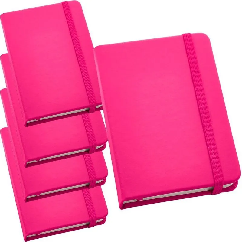 Kit 5x Caderneta De Anotações 9x14cm 80 Fls Sem Pauta Rosa