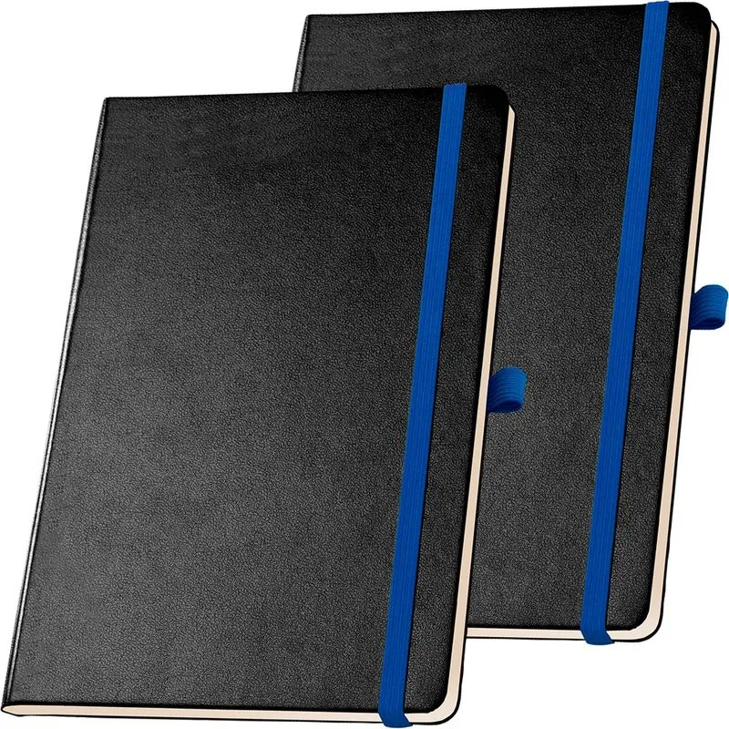 2x Caderneta de Anotações 13,7x21cm 80 Fls Pautadas Preto e Azul