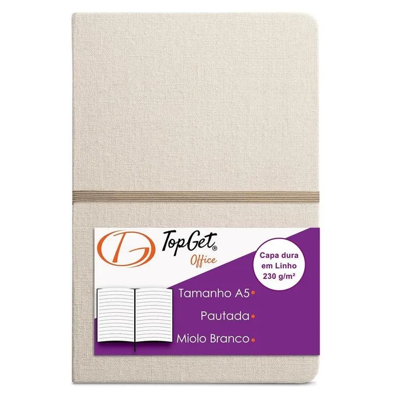 Caderneta Linen 14X21Cm 96 Fls Pautadas - Bege