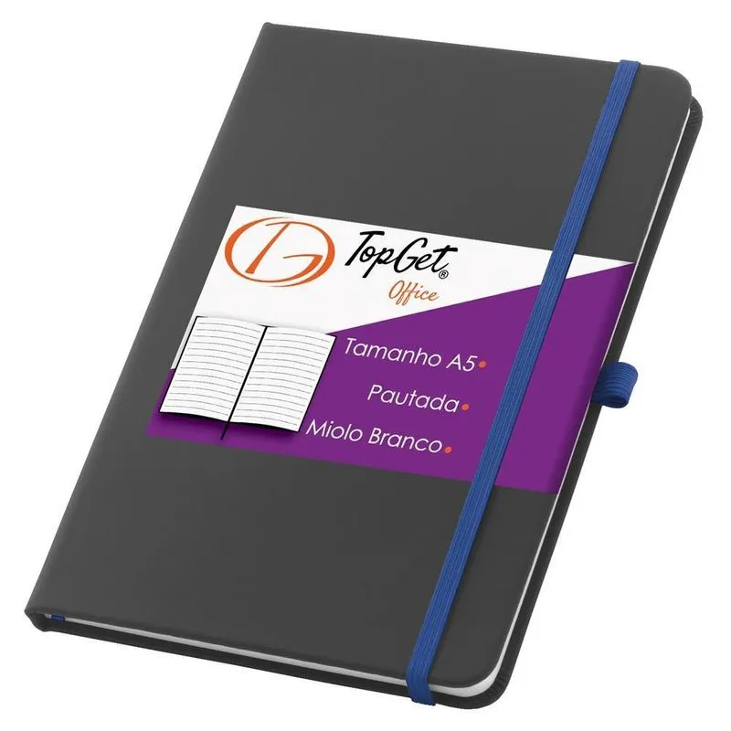 Caderneta Classic 14X21Cm 80 Fls Pautadas - Preto E Azul