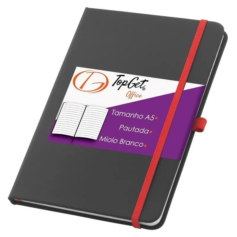Caderneta Classic 14X21Cm 80 Fls Pautadas - Preto E Vermelho