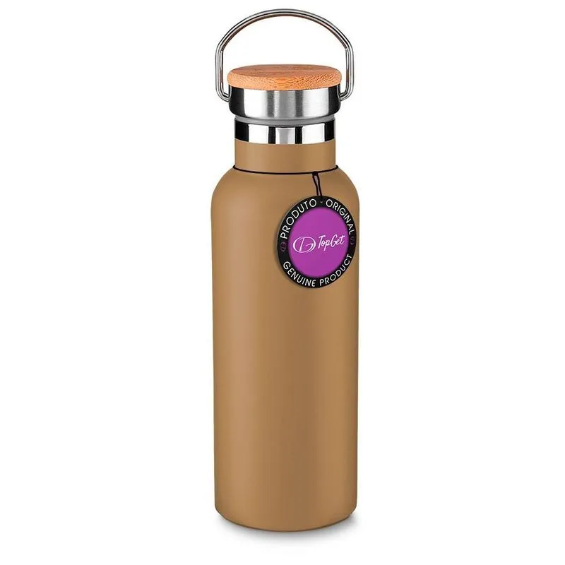 Garrafa Squeeze Térmico Em Inox 570 Ml Wipe Topget - Marrom