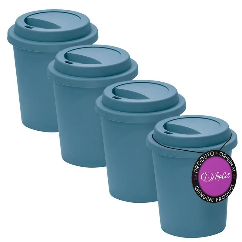 Kit 4X Copos Para Viagem 350 Ml Nepal Topget - Azul