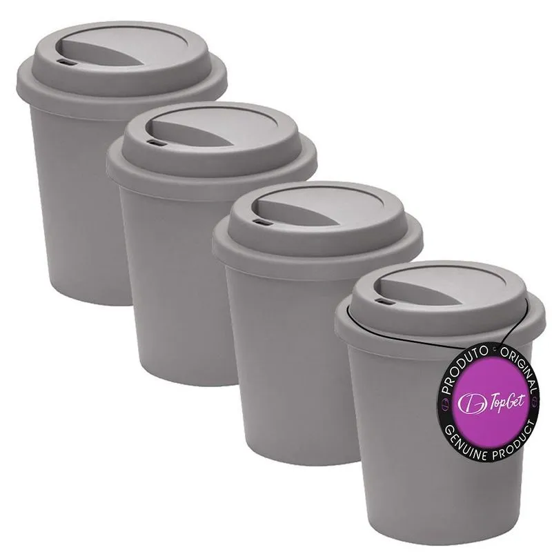 Kit 4X Copos Para Viagem 350 Ml Nepal Topget - Cinza