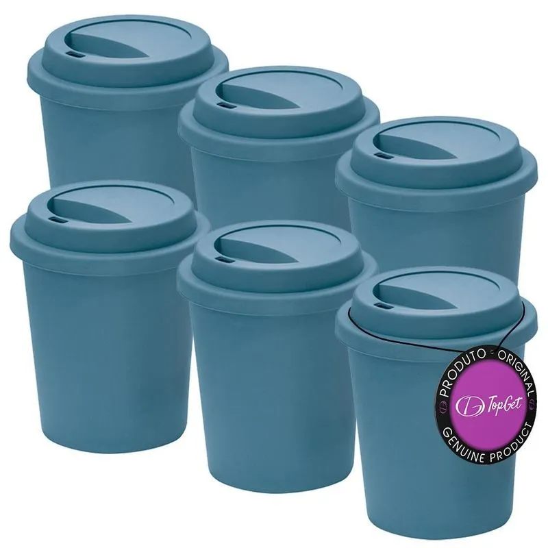 Kit 6X Copos Para Viagem 350 Ml Nepal Topget - Azul