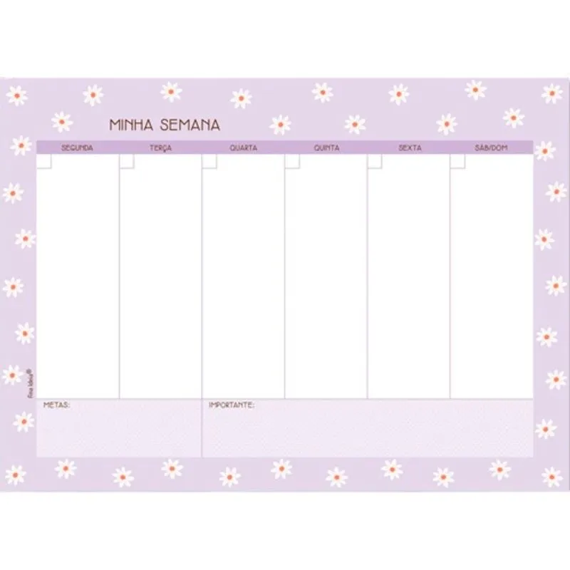 Bloco Planner Semanal 52 fls 90g Margaridas Fina Ideia