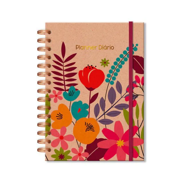PLANNER DIARIO FLORAL KRAFT - Manaia Presentes