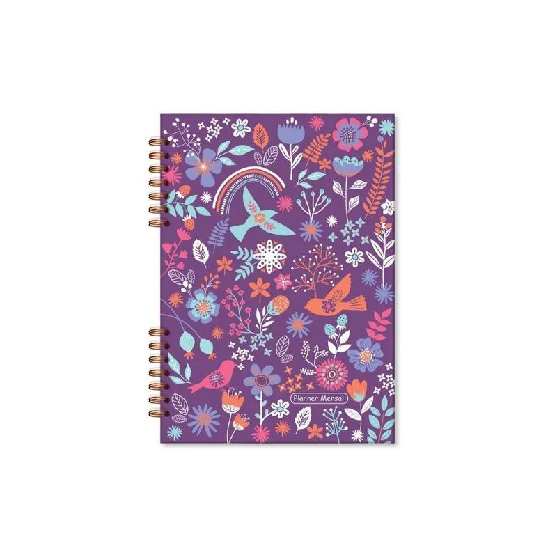 Planner Mensal 14,5x20,5cm Capa Dura Com Adesivos