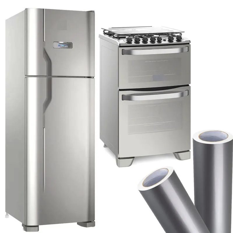 Papel Adesivo Envelopar Geladeira Fogão Prata Tipo Inox 3mt