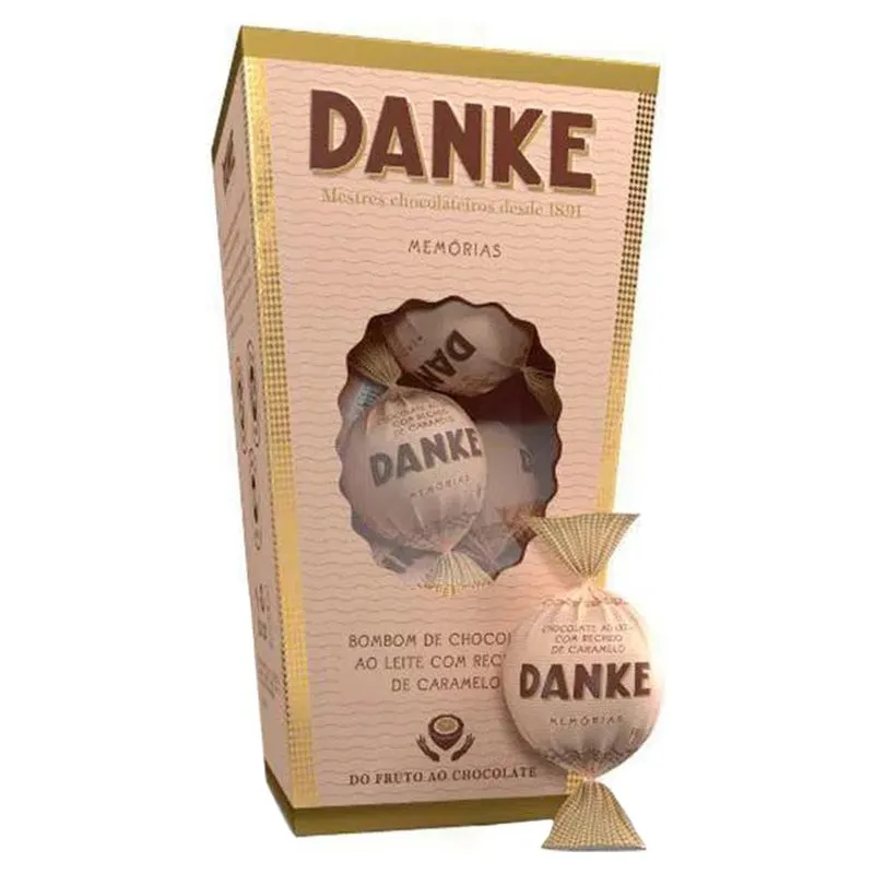 Caixa de Bombom Danke Chocolate ao Leite com Recheio de Caramelo 162g - Danke
