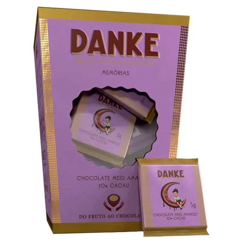 Mini Barras de Chocolate Danke Meio Amargo 70% Cacau 150g - Danke