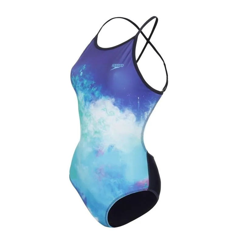 Maiô Feminino de natação Colors Fest Blue *maio az/bco speedo fest blue fem p, 2xl M