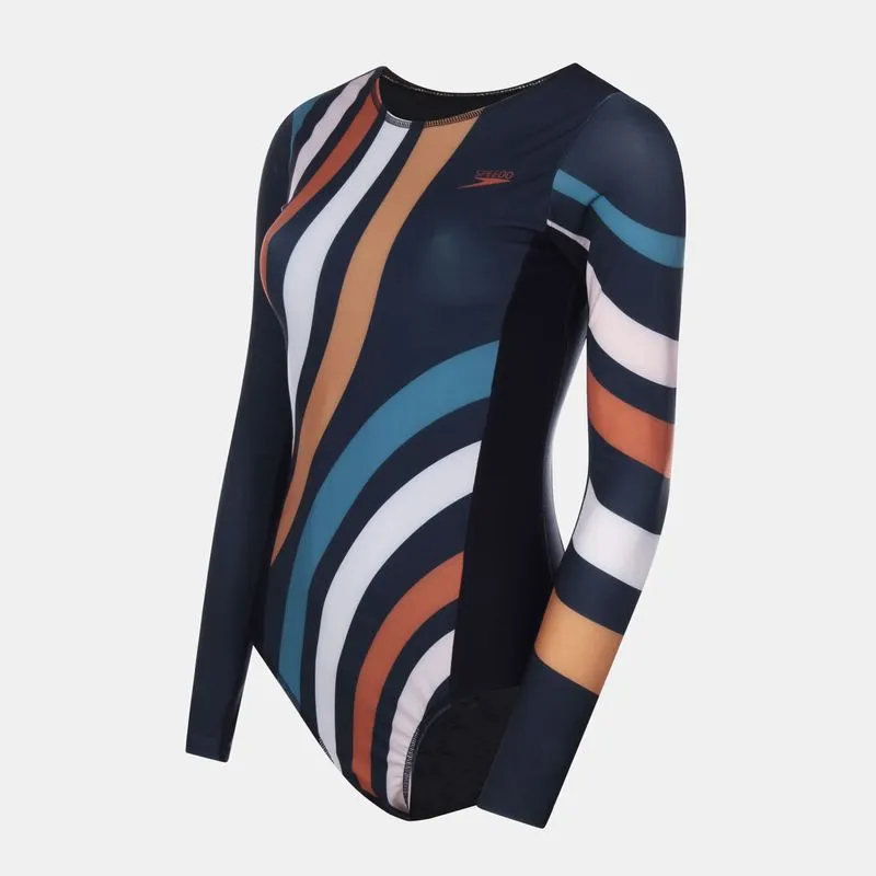 Maiô Manga Longa Classic Circles Preto | Speedo GG