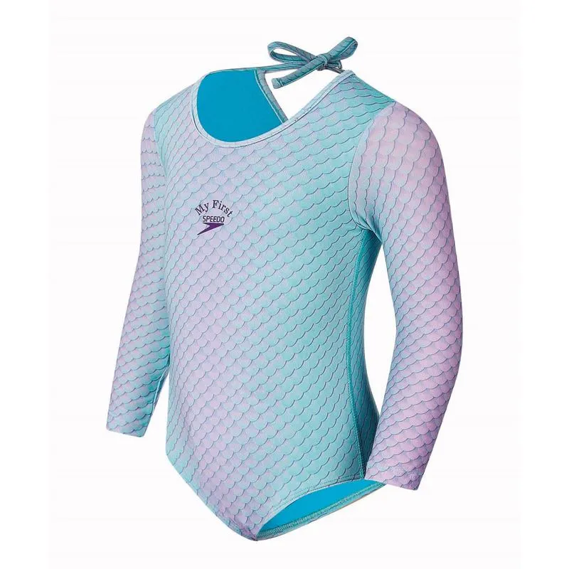 Maiô Infantil Manga Longa Mermaid - RAINBOW 24M