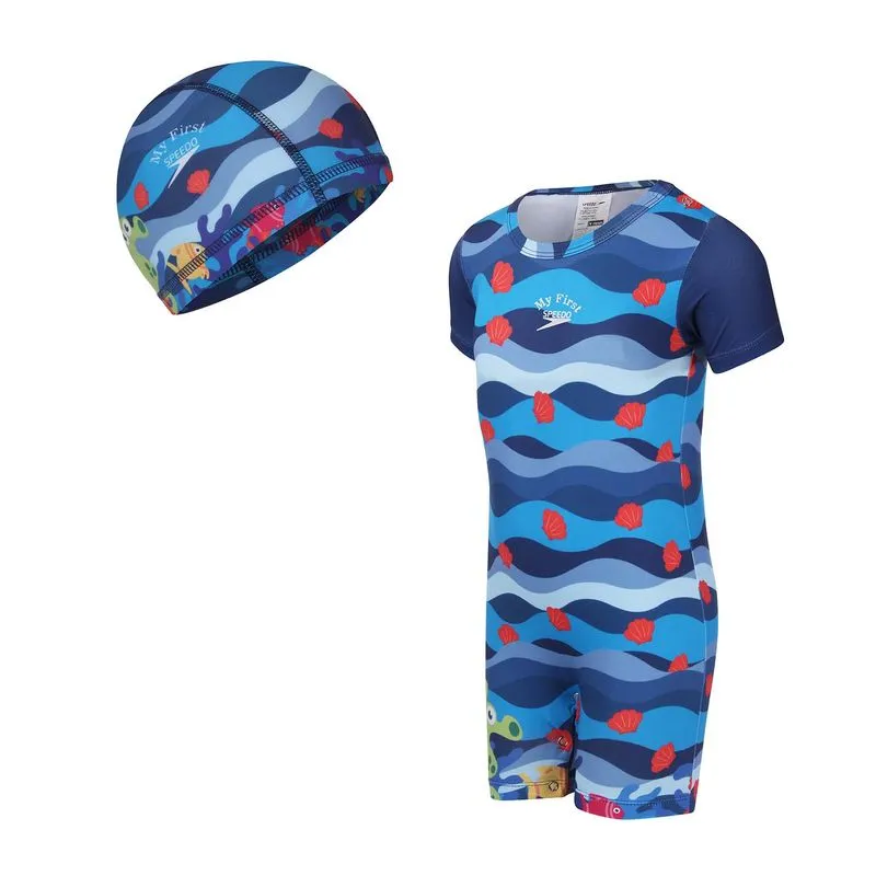 Macaquinho de natação e touca infantil UV50 - AZUL 24M