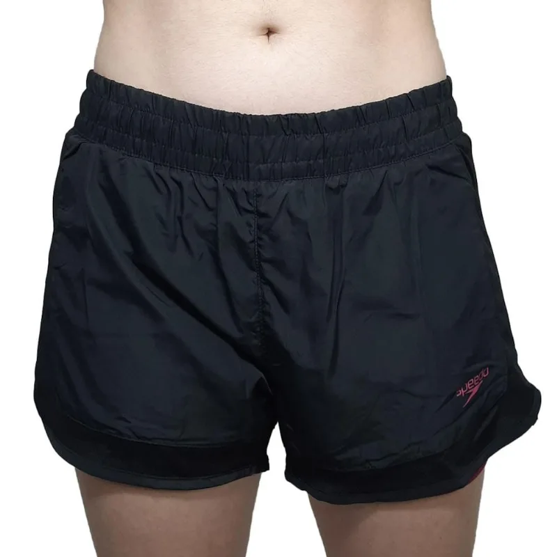 Short Speedo Neon Com Bermuda Interna Feminino M / Preto.