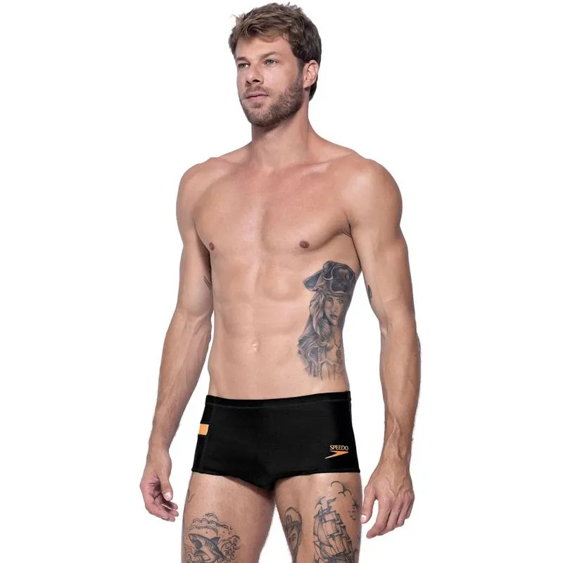 Sunga Speedo Tradicional Recorte Masculina - Preta/Laranja GG