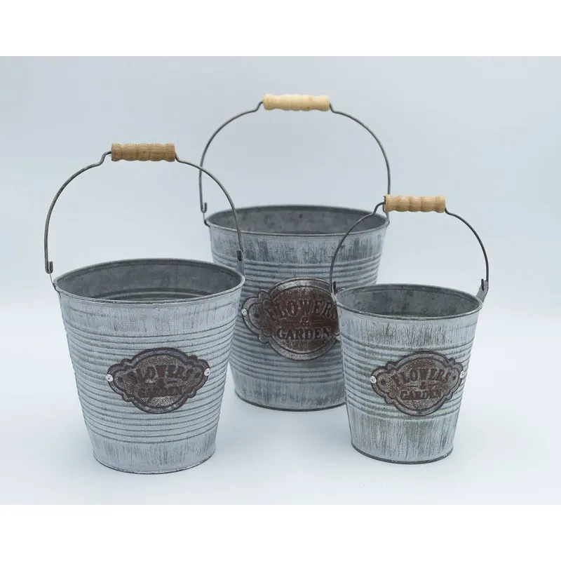 Balde de Metal Conjunto 3 Unidades