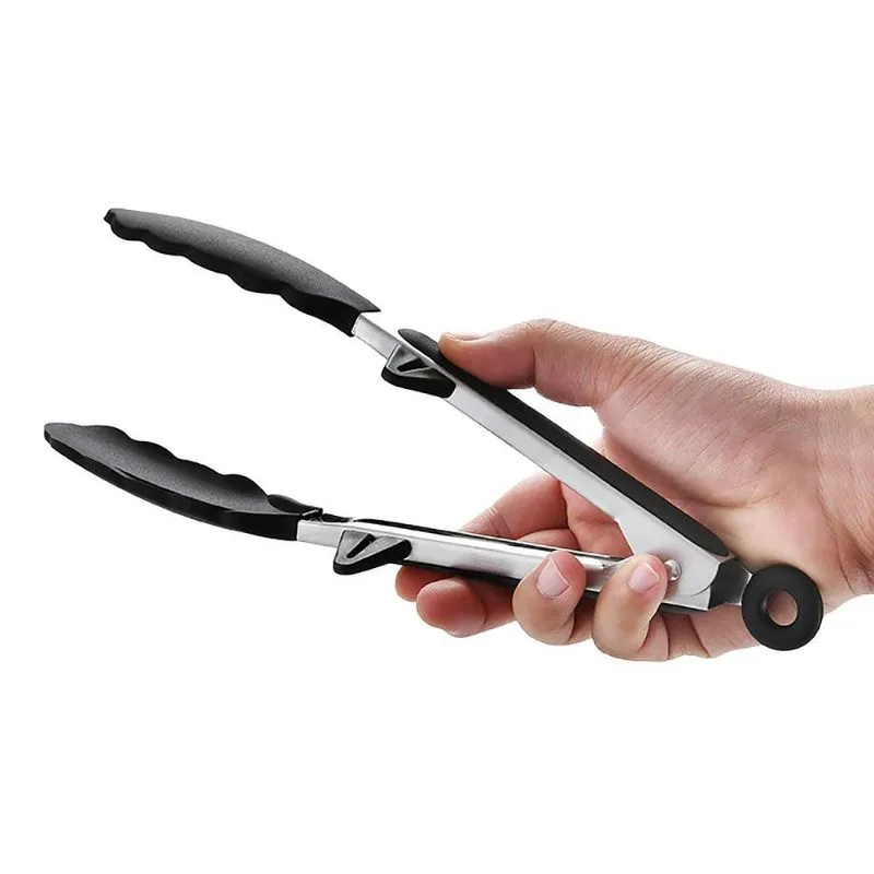 Pegador Pinça De Cozinha Aço Inox Com Apoio 2 Peças