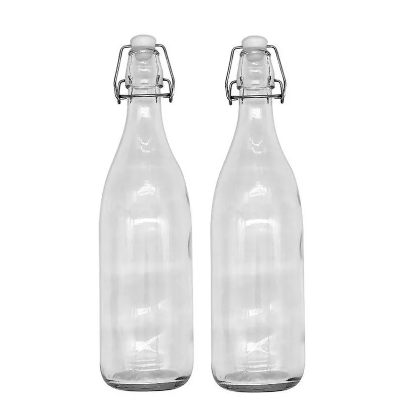 2 Garrafas De Vidro 1 Litro Tampa Hermética