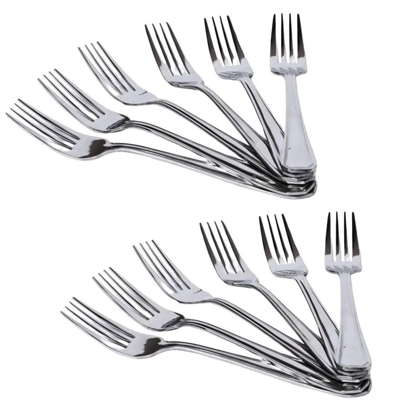 Conjunto de 12 garfo talher aço inox para cozinha restaurante refeição sobremessa