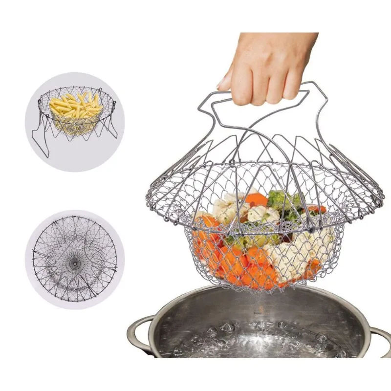 Cesto De Fritura E Escorredor Inox Multiuso Topen Home