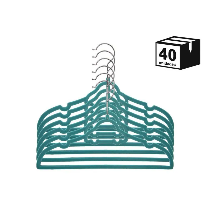 Kit 40 Un Cabides Aveludados Infantil Carro Azul Topen Home