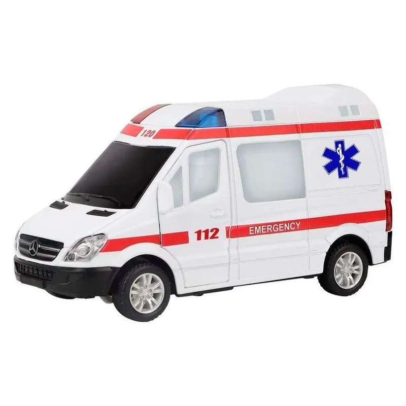 Ambulância Com Luzes Colorida Som Gira 360 Graus