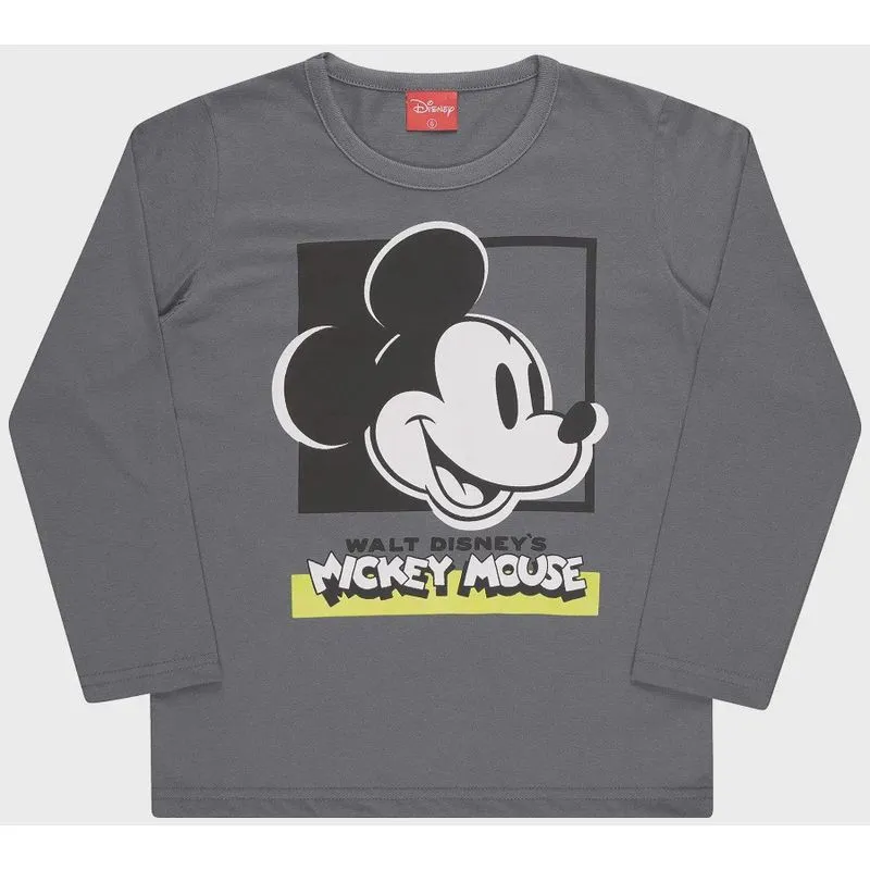 Camiseta infantil manga longa Mickey 4 à 10 anos Mickey