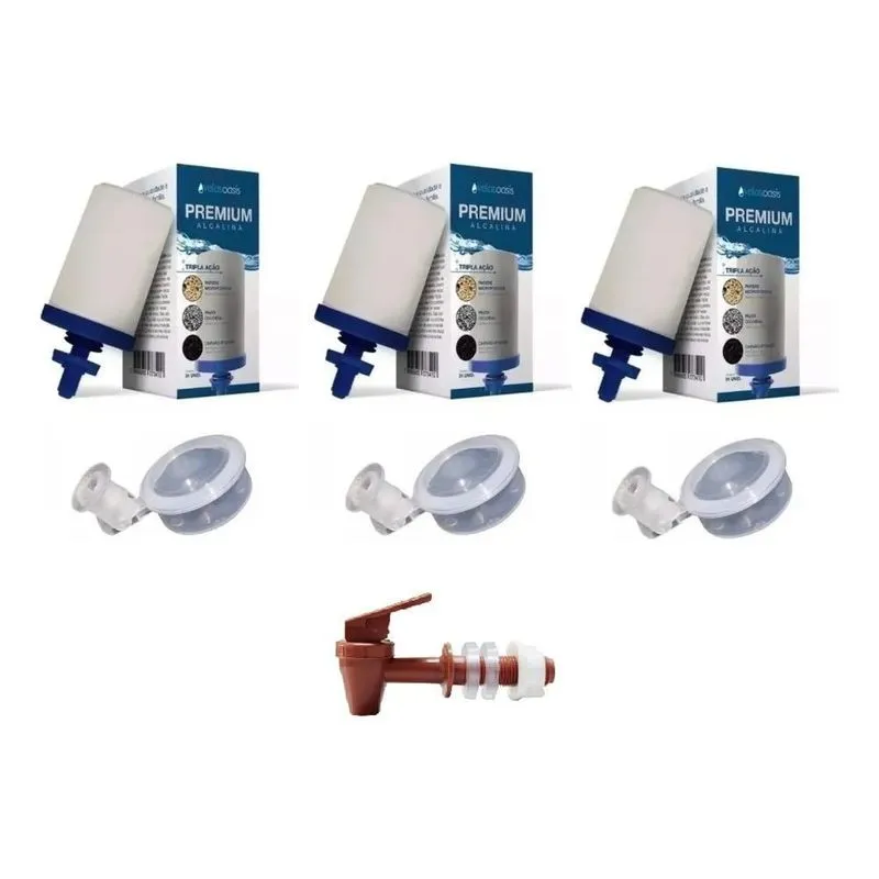 Kit 3 Velas Tripla Ação 3 Boias 1 Torneira Filtro Barro Agua