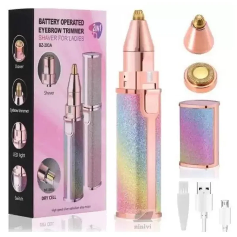 Depilador 2 Em 1 Batom Aparador Facial Usb