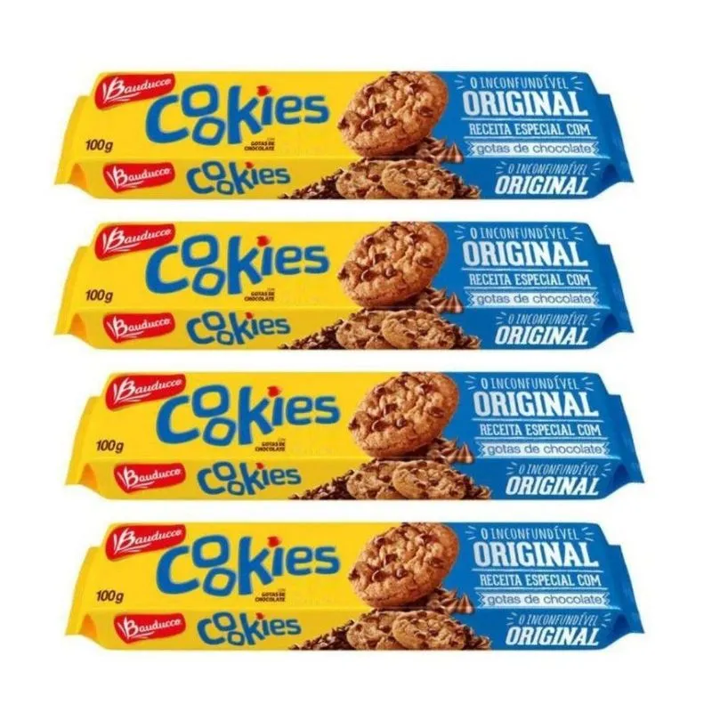 Cookies Bauducco Gotas De Chocolate 100g 4 Pacotes