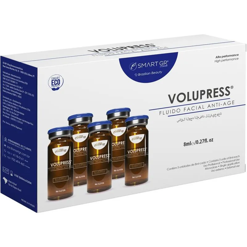 Volupress Fluido Facial Anti-age: 5 Frascos De 8ml Smart Gr