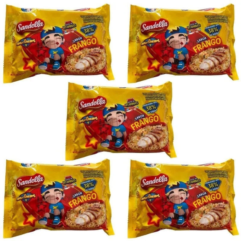 Kit 5 Macarão Instantâneo Luccas Neto Frango - Sandella
