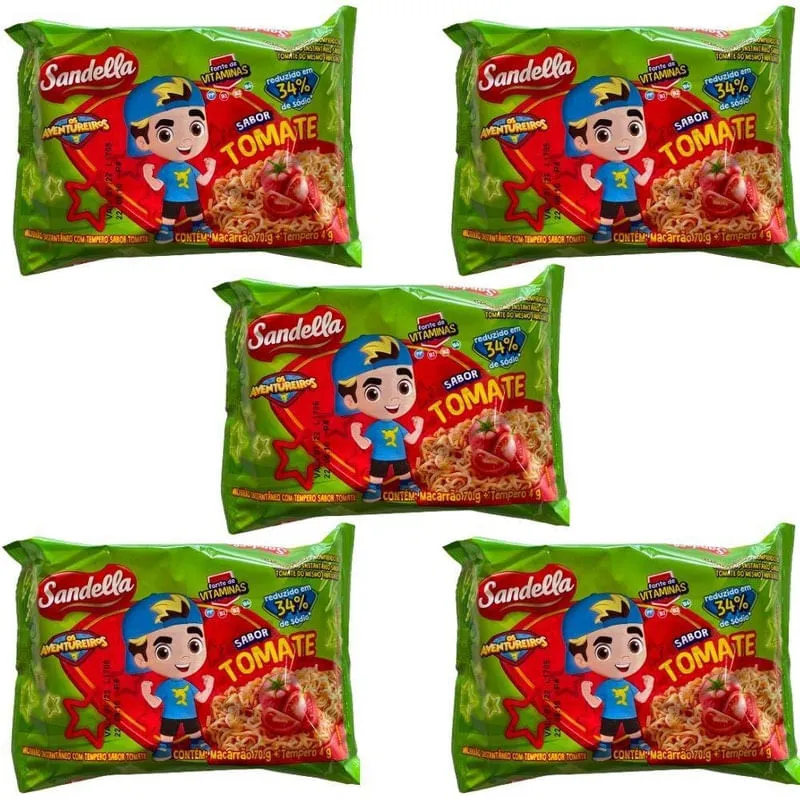 Kit 5 Macarão Instantâneo Luccas Neto Tomate - Sandella