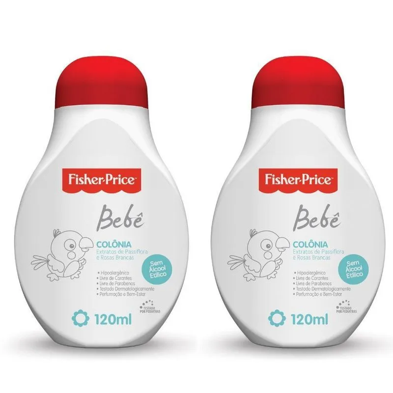 Kit 02 Colônias Para Bebê Fisher Price Hipoalergênico 120ml