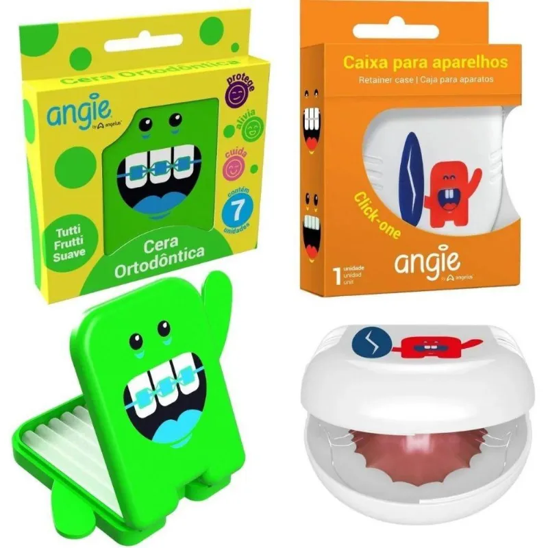 Caixa Para Aparelho Ortodôntico + Cera Verde Infantil -angie