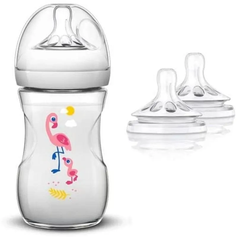 Mamadeira Pétala 260ml Flamingo + Bico Num. 3 Philips Avent