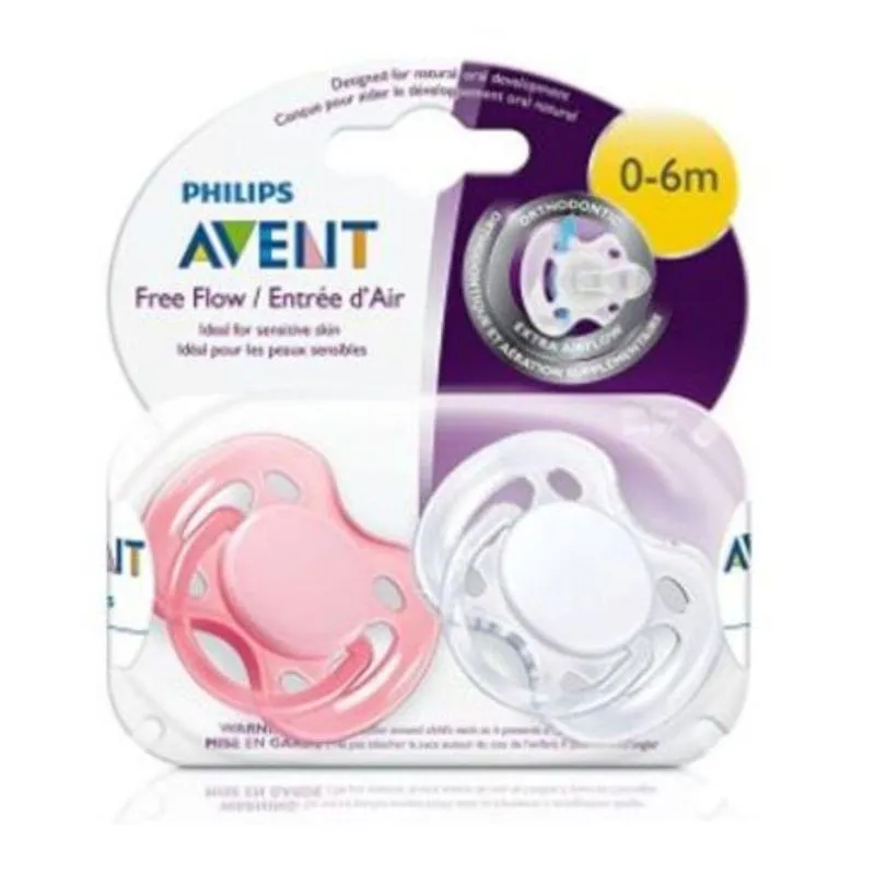 Chupeta Freeflow Dupla Rosa E Branca 0-6m - Philips Avent