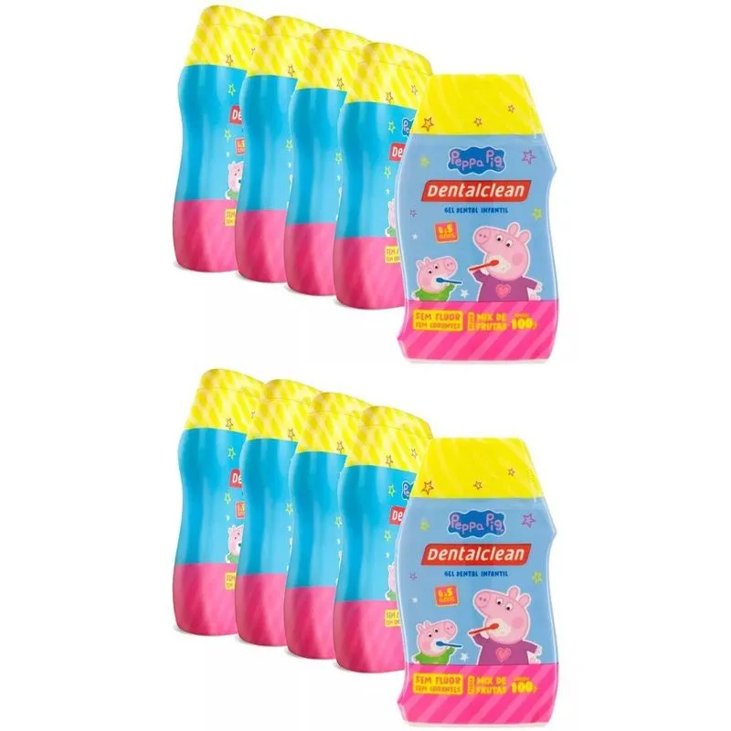 10x Gel Dental Infantil Peppa Pig Sem Fluor 100g Dentalclean