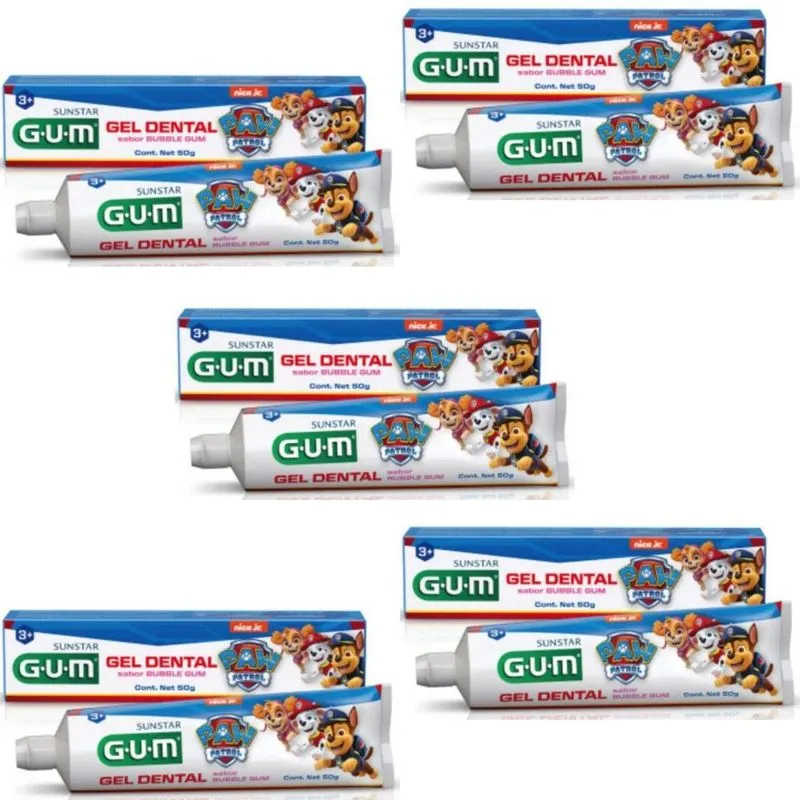 5 Gel Dental Infantil Patrulha Canina - Paw Patrol 50g - Gum