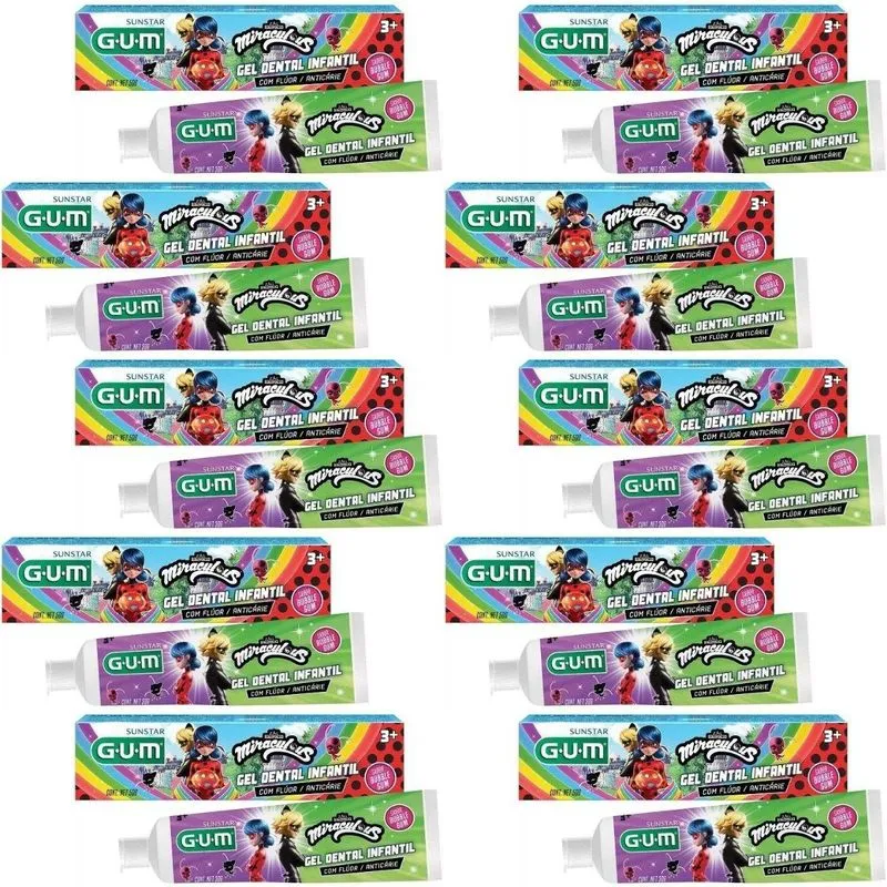 10 Gel Dental Miraculous Lady Bug - Com Fluor - 50g - Gum