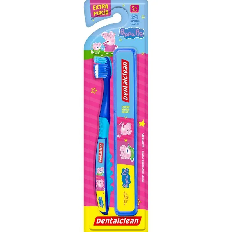 Kit Escova + Estojo Peppa Pig - Extra Macia 3a+ Dentalclean