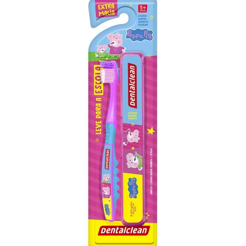 Kit Escova + Estojo Peppa Pig - Extra Macia 3a+ Dentalclean