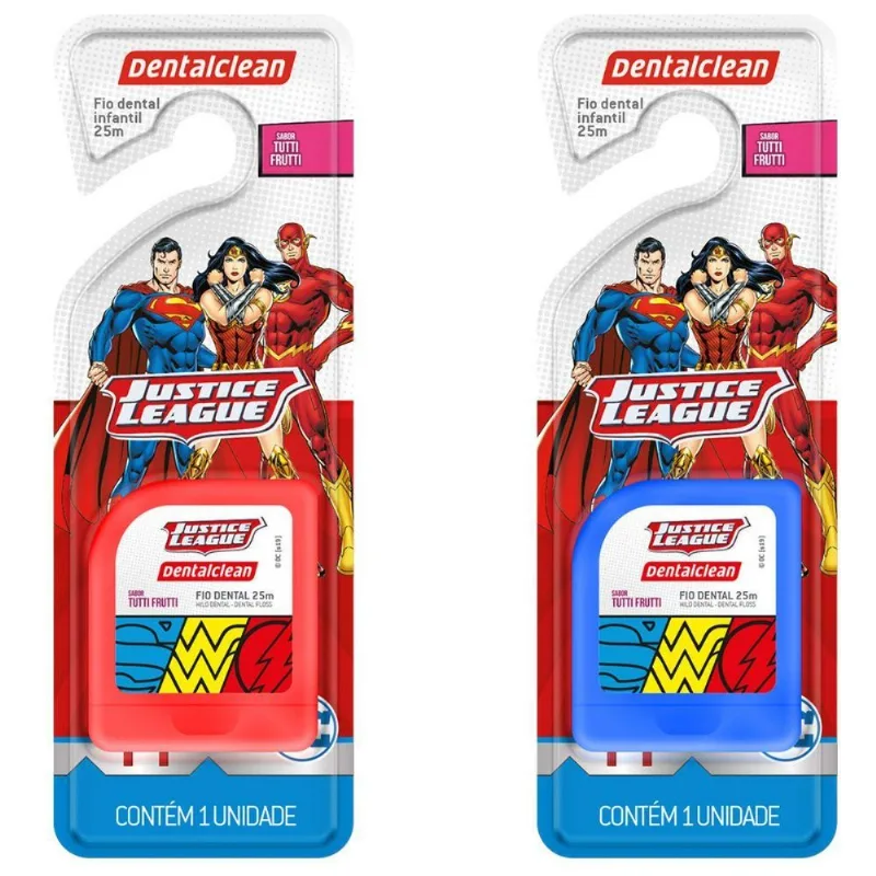 Fio Dental Infantil Heróis Liga Da Justiça 25m - Dentalclean
