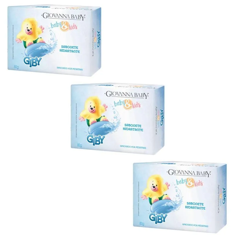 3 Sabonetes Hidratante Baby &amp; Kids -giby 80g - Giovanna Baby