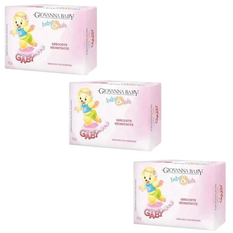 3 Sabonetes Hidratante Baby &amp; Kids Gaby -80g - Giovanna Baby