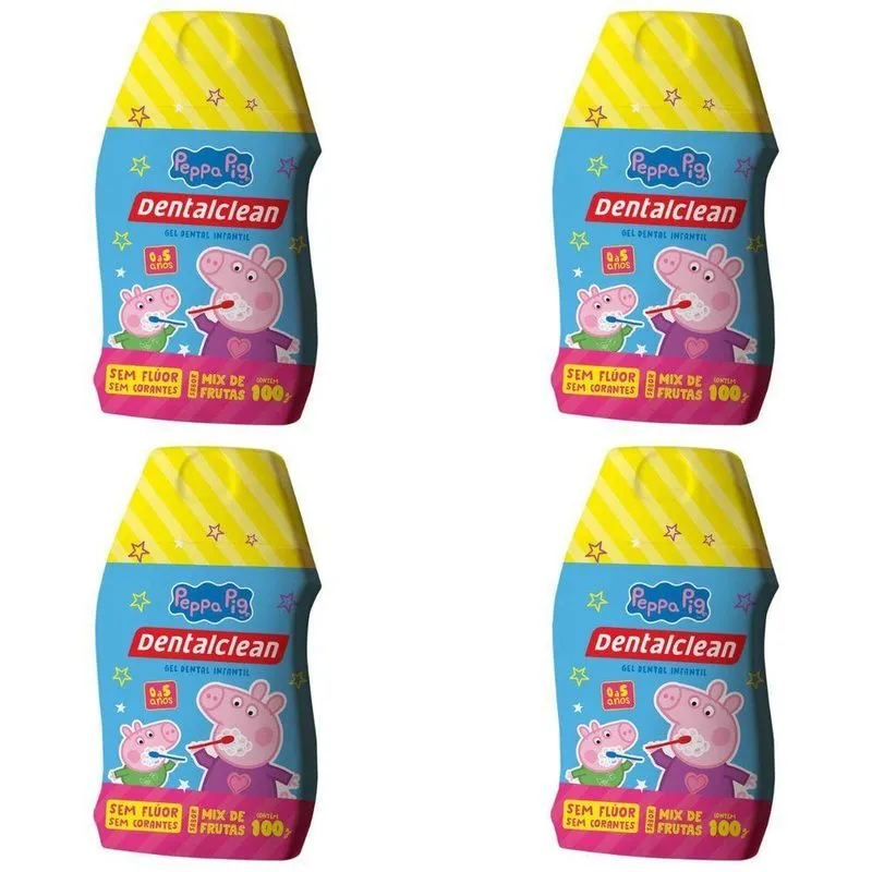 4x Gel Dental Infantil Peppa Pig Sem Fluor 100g -dentalclean
