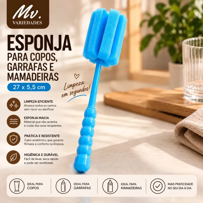 ESPONJA PARA COPOS, GARRAFAS E MAMADEIRAS