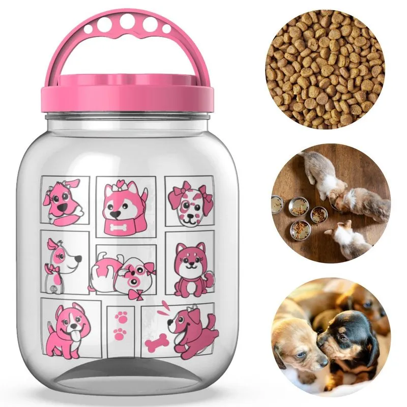 Pote Portátil Para Ração 1,4l Para Cães Pequenos Com Alça